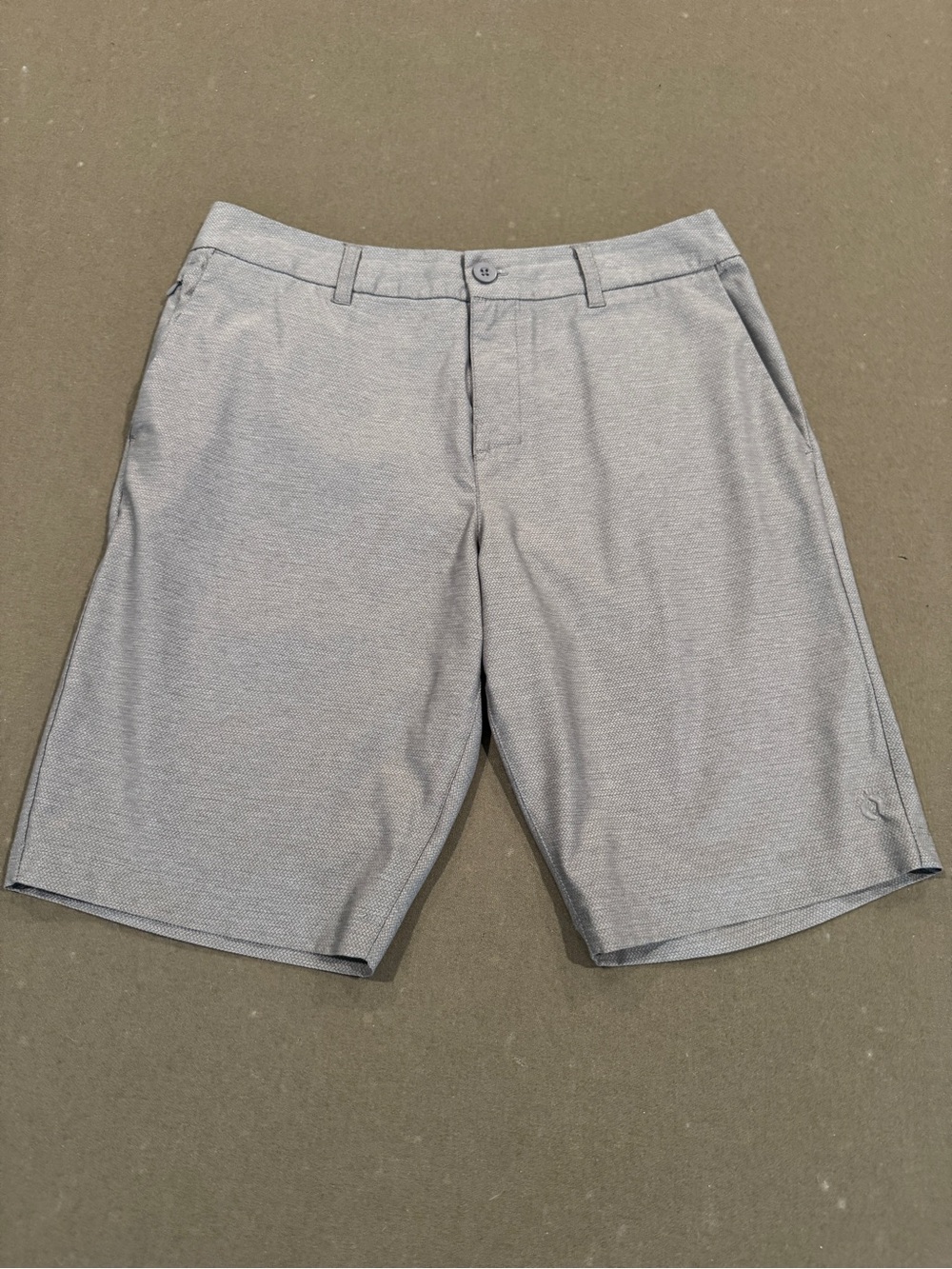 Hang Ten Light Gray Flat-Front Performance Shorts